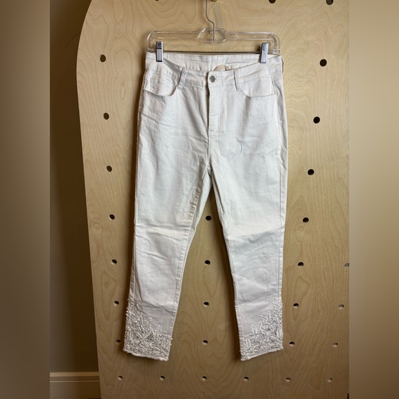 Soft Surroundings Touch of Lace White Jeans Women’s Size 6 - Picture 3 of 7